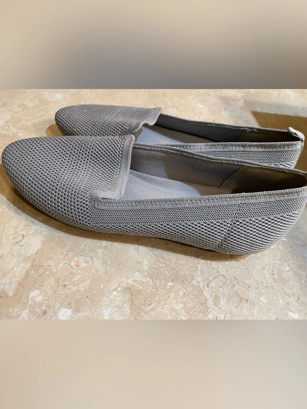Bandolino Womens Slip-On Knit Loafers in Light Silver